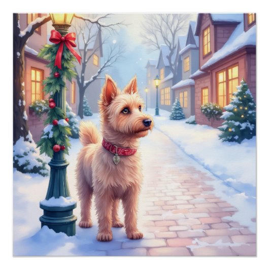 Cairn Terrier Festive Lamppost Village Christmas Perfect Poster (Voorkant)