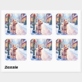 Cairn Terrier Festive Lamppost Village Christmas Vierkante Sticker (Vel)