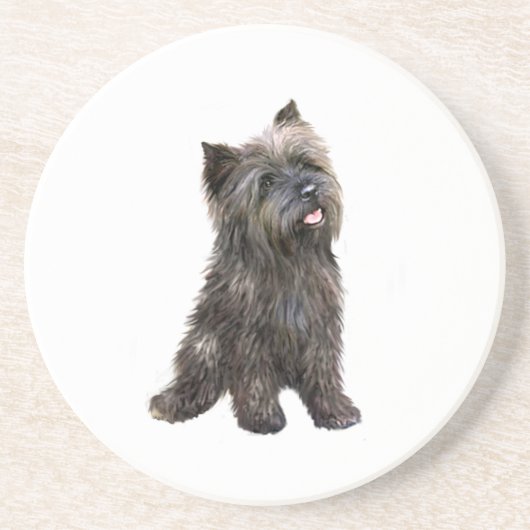 Cairn Terrier - gestreept Zandsteen Onderzetter (Voorkant)