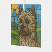 Cairn Terrier "Glas in lood" Glas Ornament (Voorkant links)