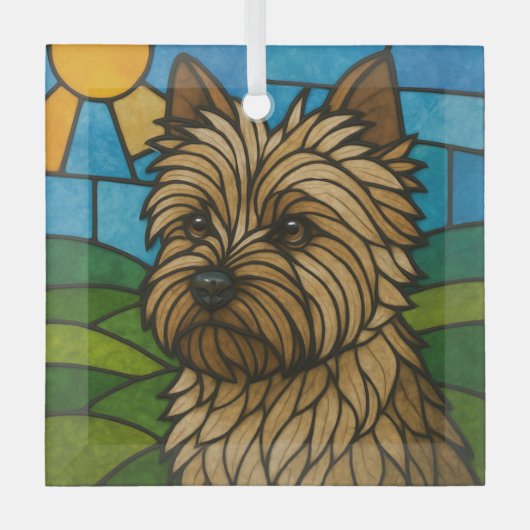 Cairn Terrier "Glas in lood" Glas Ornament (Voorkant)
