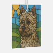 Cairn Terrier "Glas in lood" Glas Ornament (Voorkant Rechts)