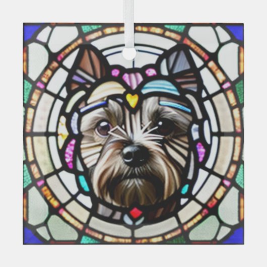 Cairn Terrier "Glas in lood" Glas Ornament (Voorkant)