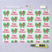 Cairn Terrier Green Christmas Dog & Bow White Tissuepapier (Craft)
