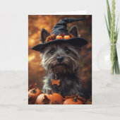 Cairn Terrier Halloween Feestdagen Kaart (Voorkant)
