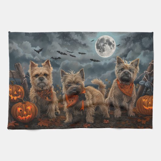 Cairn Terrier Halloween Spoken Theedoek (Horizontaal)
