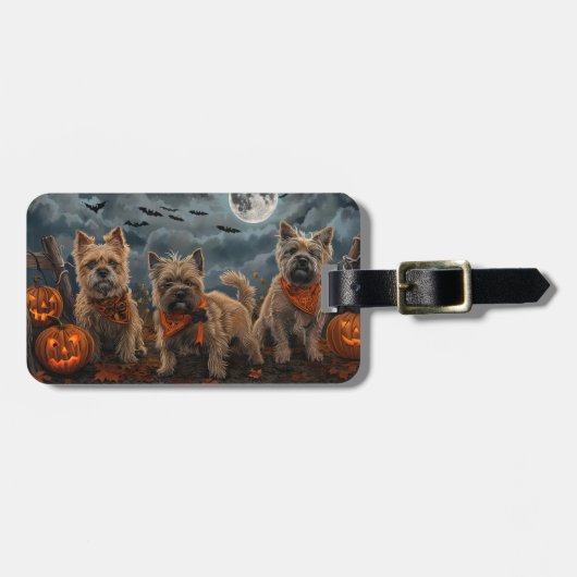 Cairn Terrier Halloween Spooky Bagagelabel (Voorkant horizontaal)