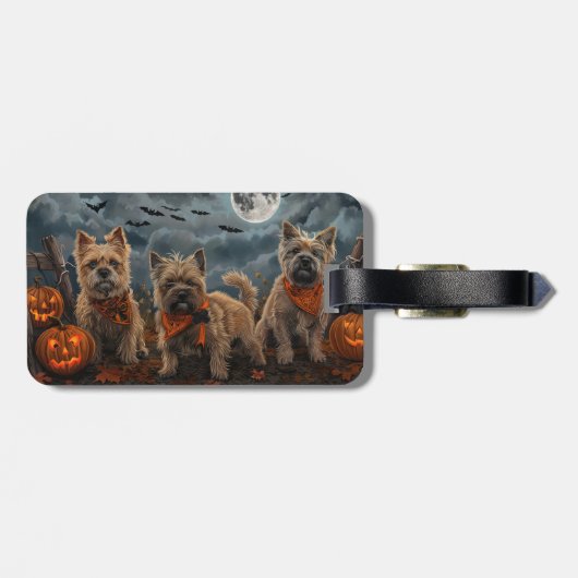 Cairn Terrier Halloween Spooky Bagagelabel (Achterkant horizontaal)