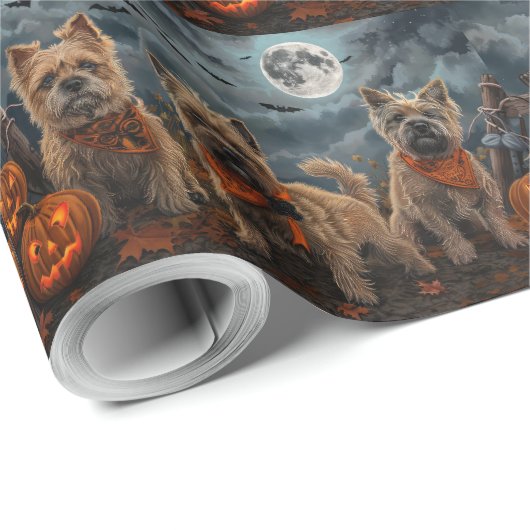 Cairn Terrier Halloween Spooky Cadeaupapier (Rol Hoek)