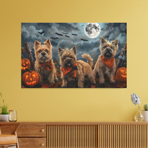 Cairn Terrier Halloween Spooky Canvas Afdruk