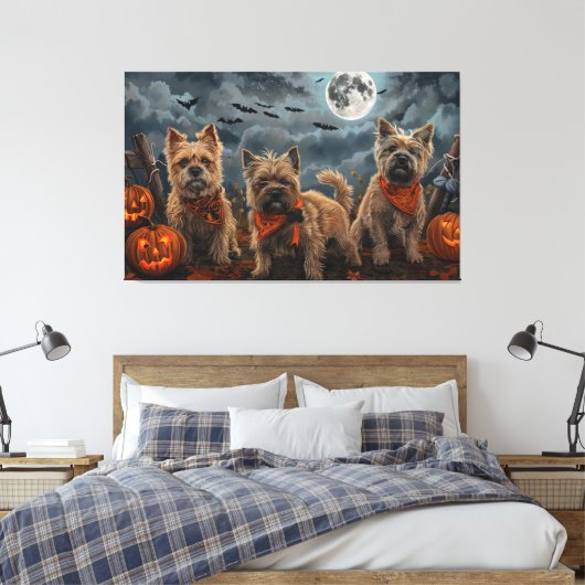Cairn Terrier Halloween Spooky Canvas Afdruk (Insitu (Slaapkamer))