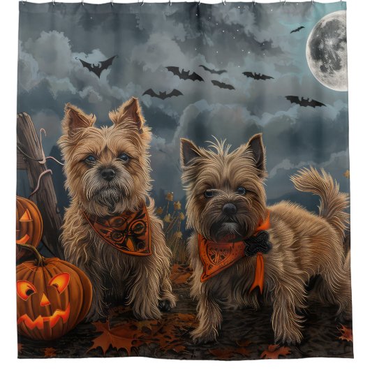 Cairn Terrier Halloween Spooky Douchegordijn (Voorkant)