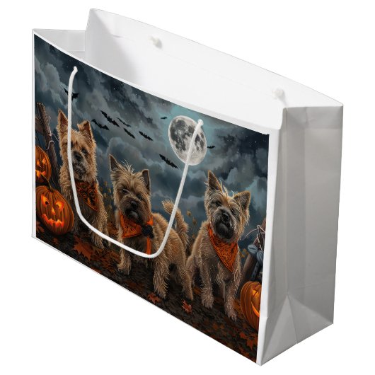 Cairn Terrier Halloween Spooky Groot Cadeauzakje (Voorkant Gekanteld)