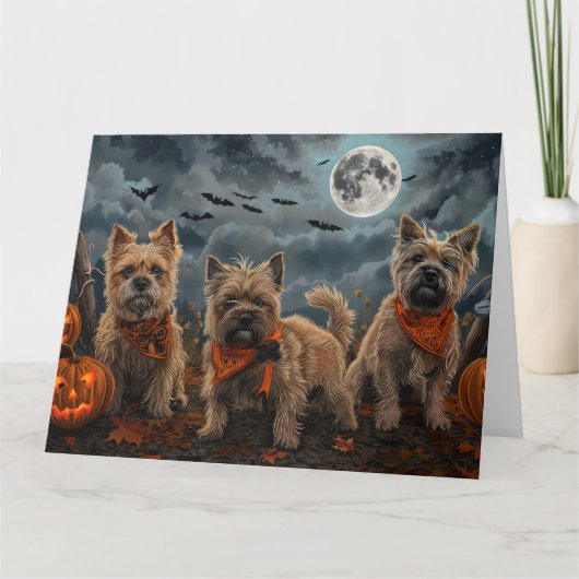 Cairn Terrier Halloween Spooky Kaart (Voorkant)