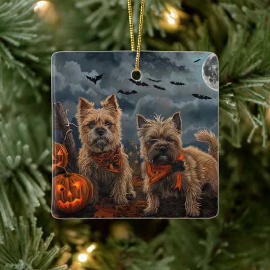 Cairn Terrier Halloween Spooky Keramisch Ornament (Boom)