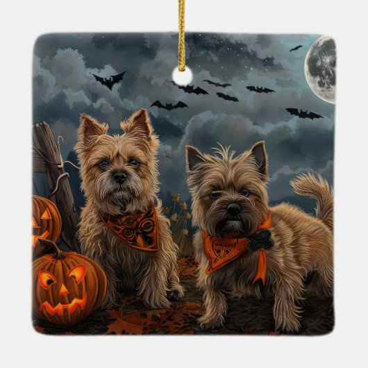 Cairn Terrier Halloween Spooky Keramisch Ornament (Achterkant)