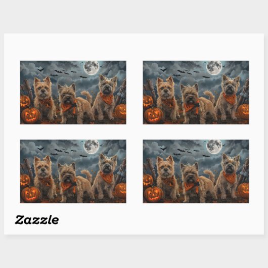 Cairn Terrier Halloween Spooky Rechthoekige Sticker (Vel)