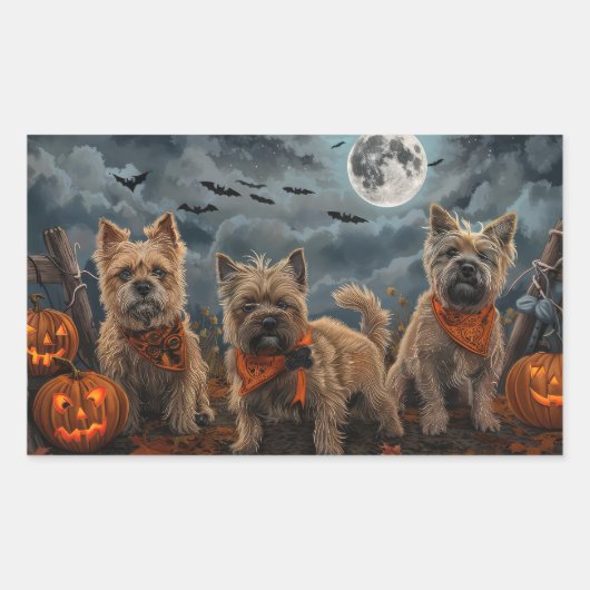 Cairn Terrier Halloween Spooky Rechthoekige Sticker (Voorkant)