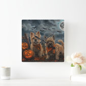 Cairn Terrier Halloween Spooky Vierkante Klok (Huis)