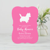 Cairn Terrier Hond Baby Shower Roze Meisje Kaart (Staand voorkant)