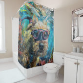 Cairn Terrier Hond Duiken Onderwater Douchegordijn (In situ)