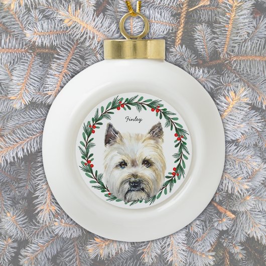 Cairn Terrier hond gepersonaliseerde vakantie kran Keramische Bal Ornament