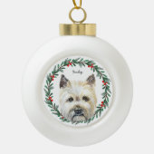 Cairn Terrier hond gepersonaliseerde vakantie kran Keramische Bal Ornament (Voorkant)