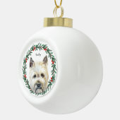 Cairn Terrier hond gepersonaliseerde vakantie kran Keramische Bal Ornament (Rechts)