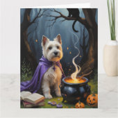 Cairn Terrier hond grillige Halloween schilderij Kaart (Voorkant)