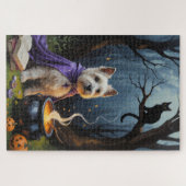 Cairn Terrier hond grillige Halloween schilderij Legpuzzel (Horizontaal)