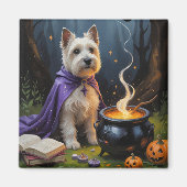 Cairn Terrier hond grillige Halloween schilderij Magneet (Voorkant)