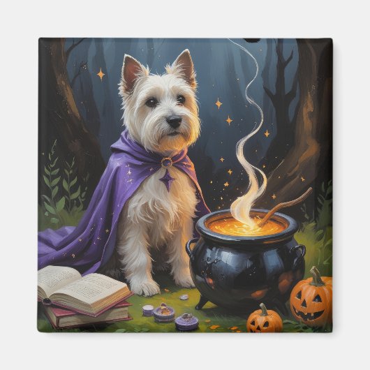 Cairn Terrier hond grillige Halloween schilderij Magneet (Voorkant)