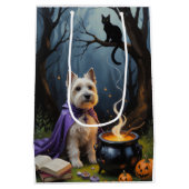 Cairn Terrier hond grillige Halloween schilderij Medium Cadeauzakje (Achterkant)