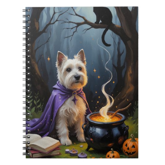 Cairn Terrier hond grillige Halloween schilderij Notitieboek (Voorkant)