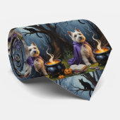 Cairn Terrier hond grillige Halloween schilderij Stropdas (Opgerold)