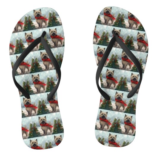 Cairn Terrier-hond in de sneeuw Kerstmis Teenslippers (Voetbed)