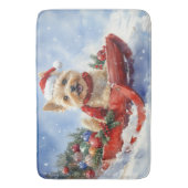 Cairn Terrier Hond in Sledge Laat het Sneeuw Kerst Badmat (Voorkant Verticaal)