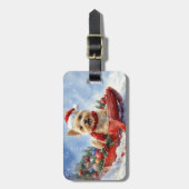 Cairn Terrier Hond in Sledge Laat het Sneeuw Kerst Bagagelabel (Voorkant verticaal)