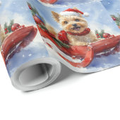 Cairn Terrier Hond in Sledge Laat het Sneeuw Kerst Cadeaupapier (Rol Hoek)