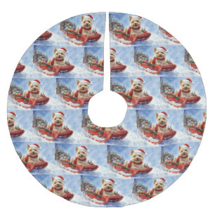 Cairn Terrier Hond in Sledge Laat het Sneeuw Kerst Kerstboom Rok