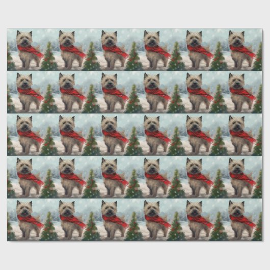 Cairn Terrier Hond in Sneeuw Kerstmis Cadeaupapier (Vlak)