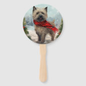 Cairn Terrier Hond in Sneeuw Kerstmis Handwaaier (Achterkant)