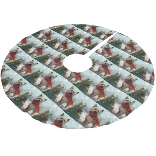 Cairn Terrier Hond in Sneeuw Kerstmis Kerstboom Rok (Gekanteld)