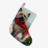 Cairn Terrier Hond in Sneeuw Kerstmis Kleine Kerstsok (Voorkant (Hangend))