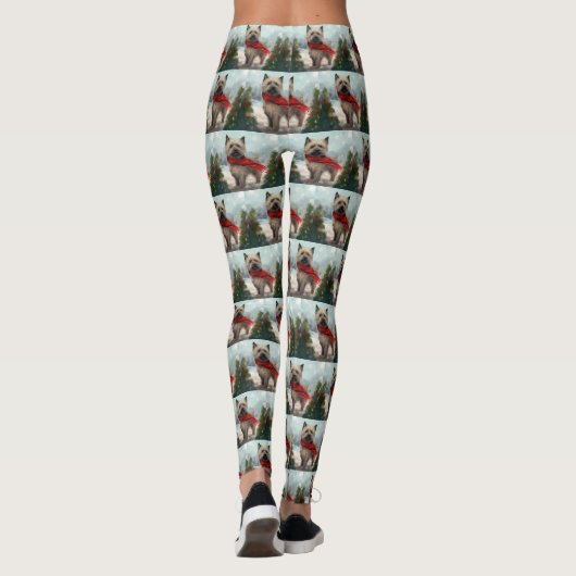 Cairn Terrier Hond in Sneeuw Kerstmis Leggings (Achterkant)