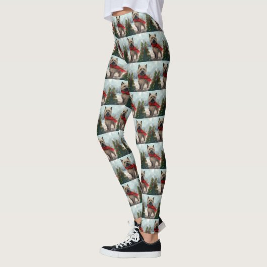 Cairn Terrier Hond in Sneeuw Kerstmis Leggings (Links)