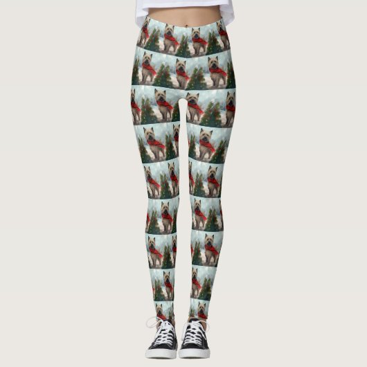 Cairn Terrier Hond in Sneeuw Kerstmis Leggings (Voorkant)