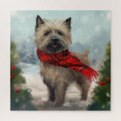 Cairn Terrier Hond in Sneeuw Kerstmis Legpuzzel (Verticaal)