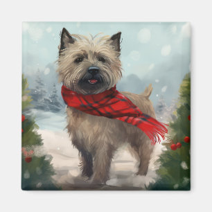 Cairn Terrier Hond in Sneeuw Kerstmis Magneet