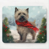 Cairn Terrier Hond in Sneeuw Kerstmis Muismat (Voorkant)